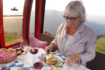 Швейцарский ресторан в кабинке фуникулёра